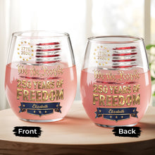 Load image into Gallery viewer, Personalized Stemless Wine Glass American Flag Gift for 4th of July
