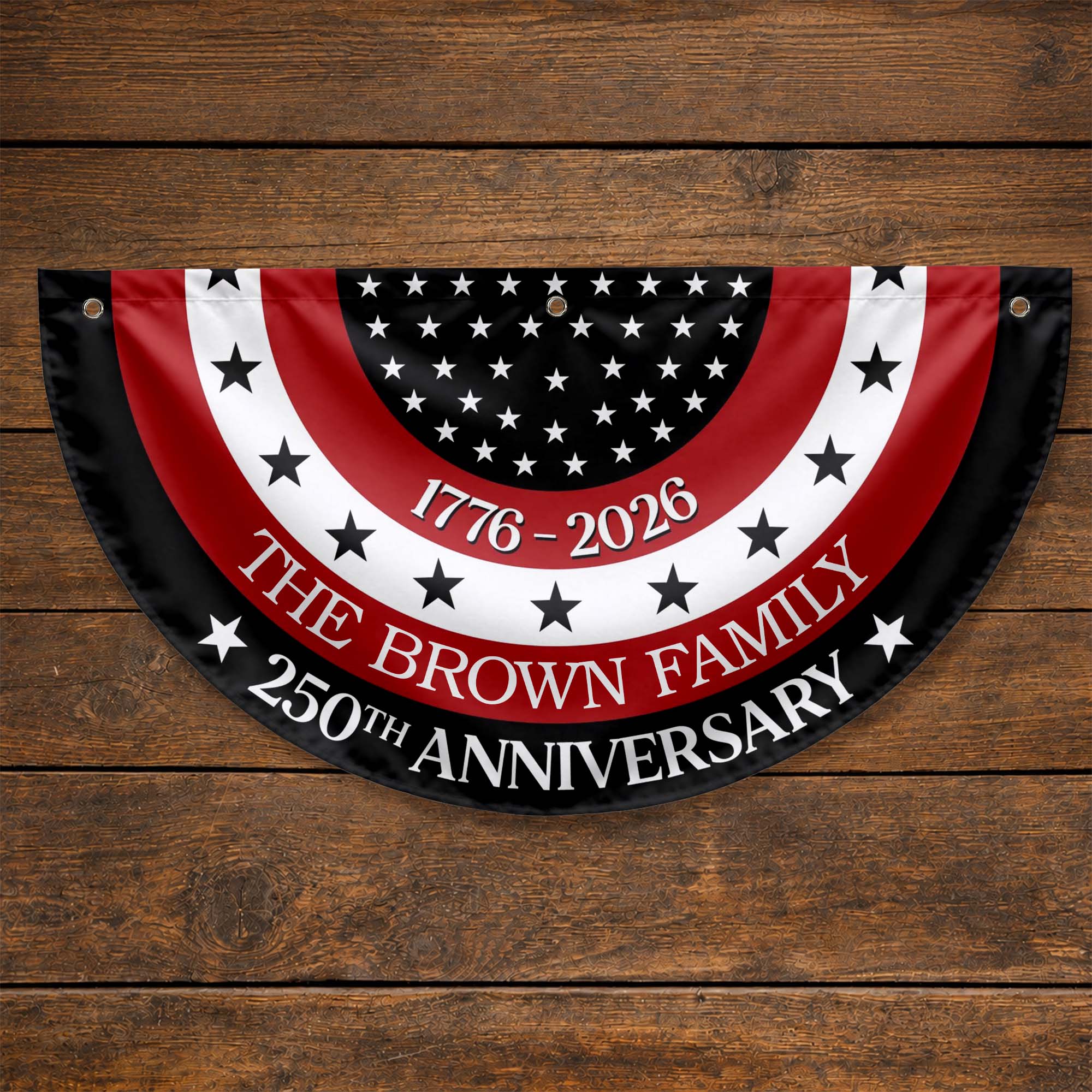 Personalized Non-Pleated Fan Flag Custom Family Name Gift for 4th of July