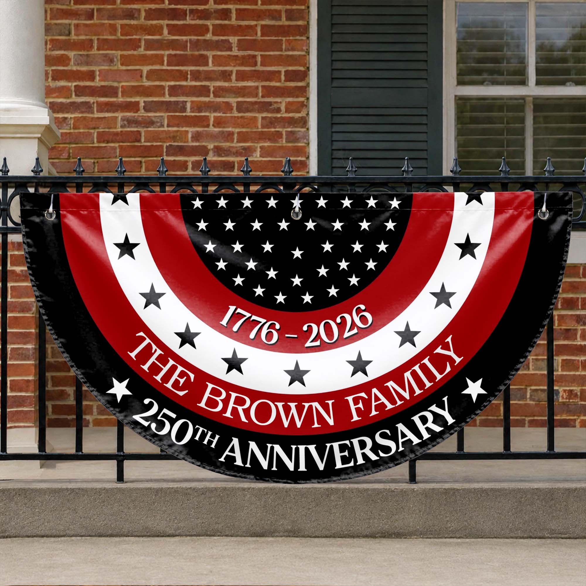 Personalized Non-Pleated Fan Flag Custom Family Name Gift for 4th of July