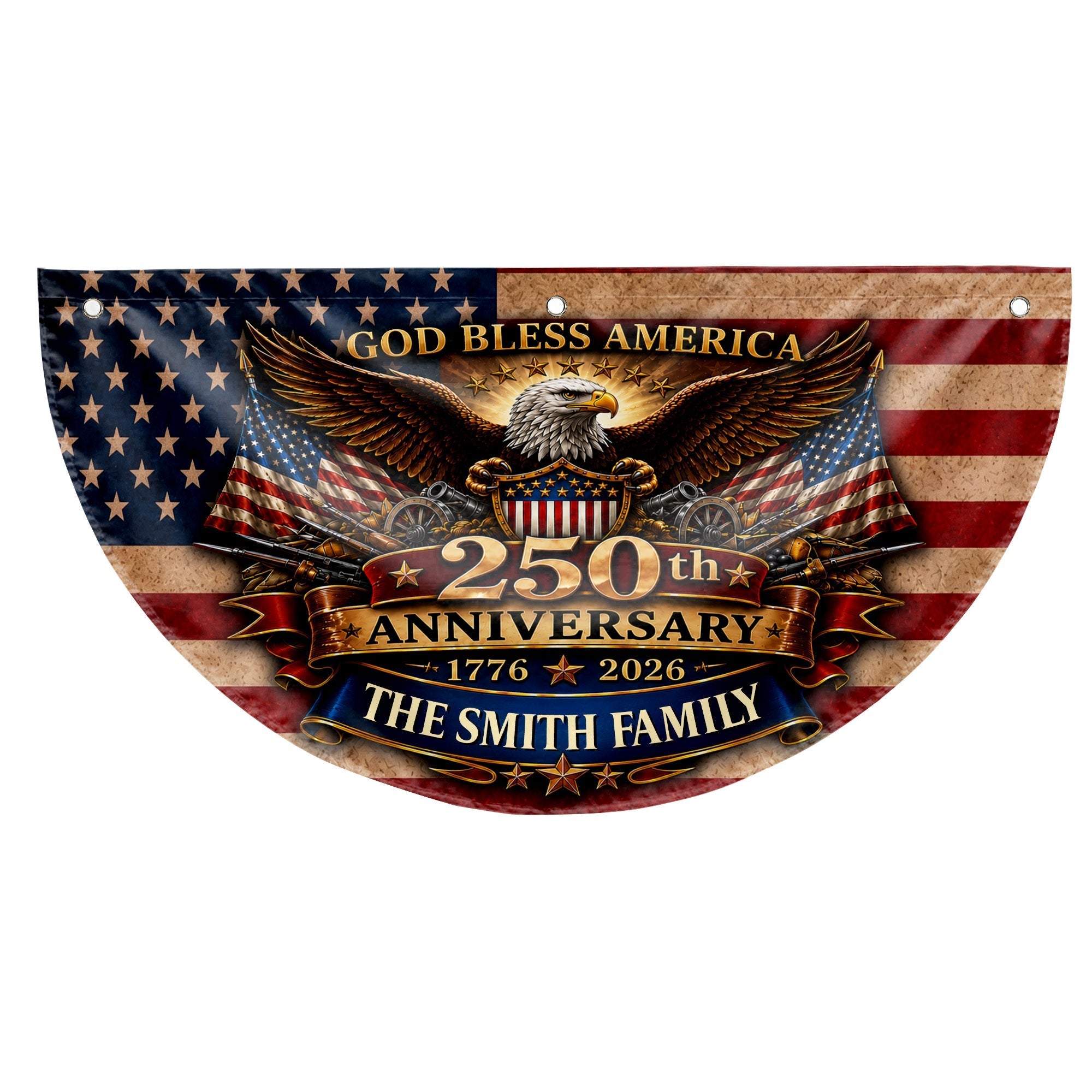Personalized Non-Pleated Fan Flag Custom Family Name Gift