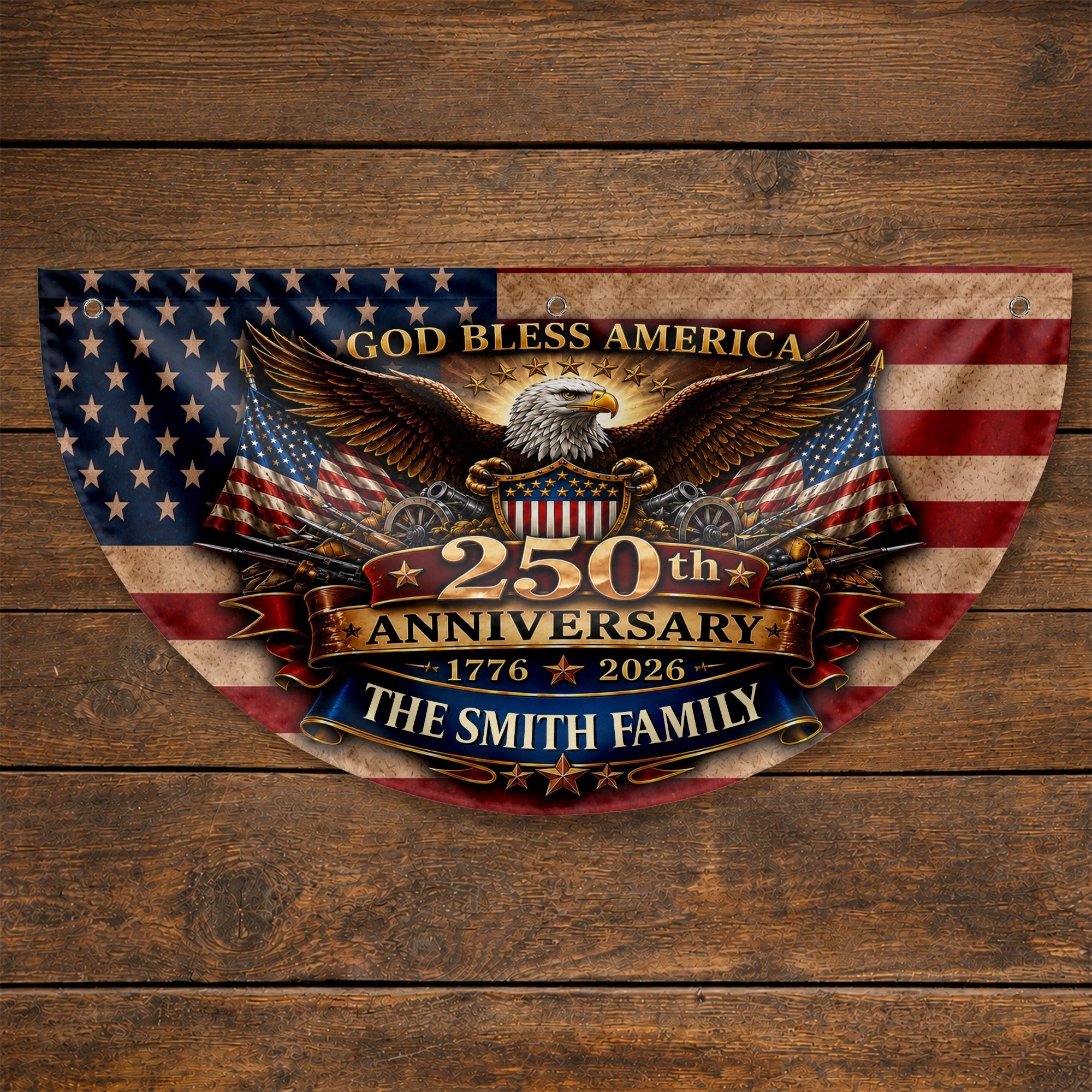 Personalized Non-Pleated Fan Flag Custom Family Name Gift