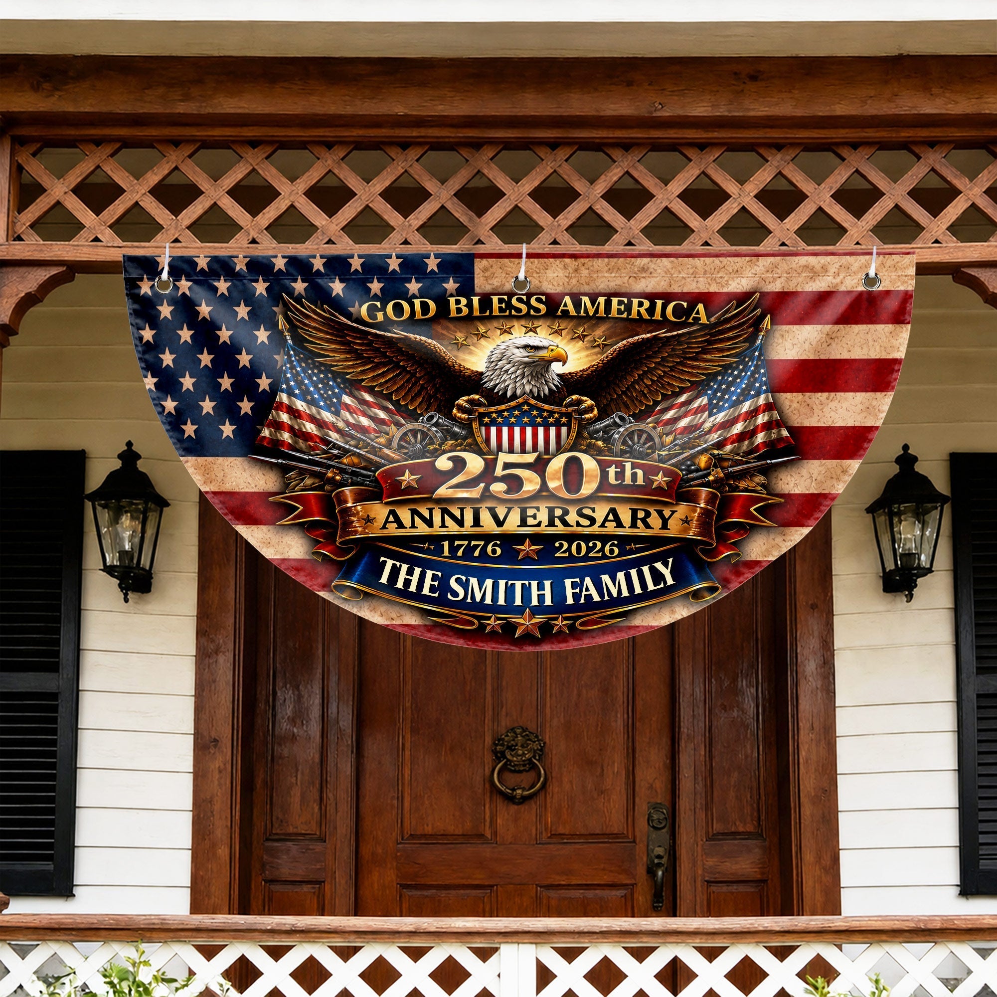 Personalized Non-Pleated Fan Flag Custom Family Name Gift