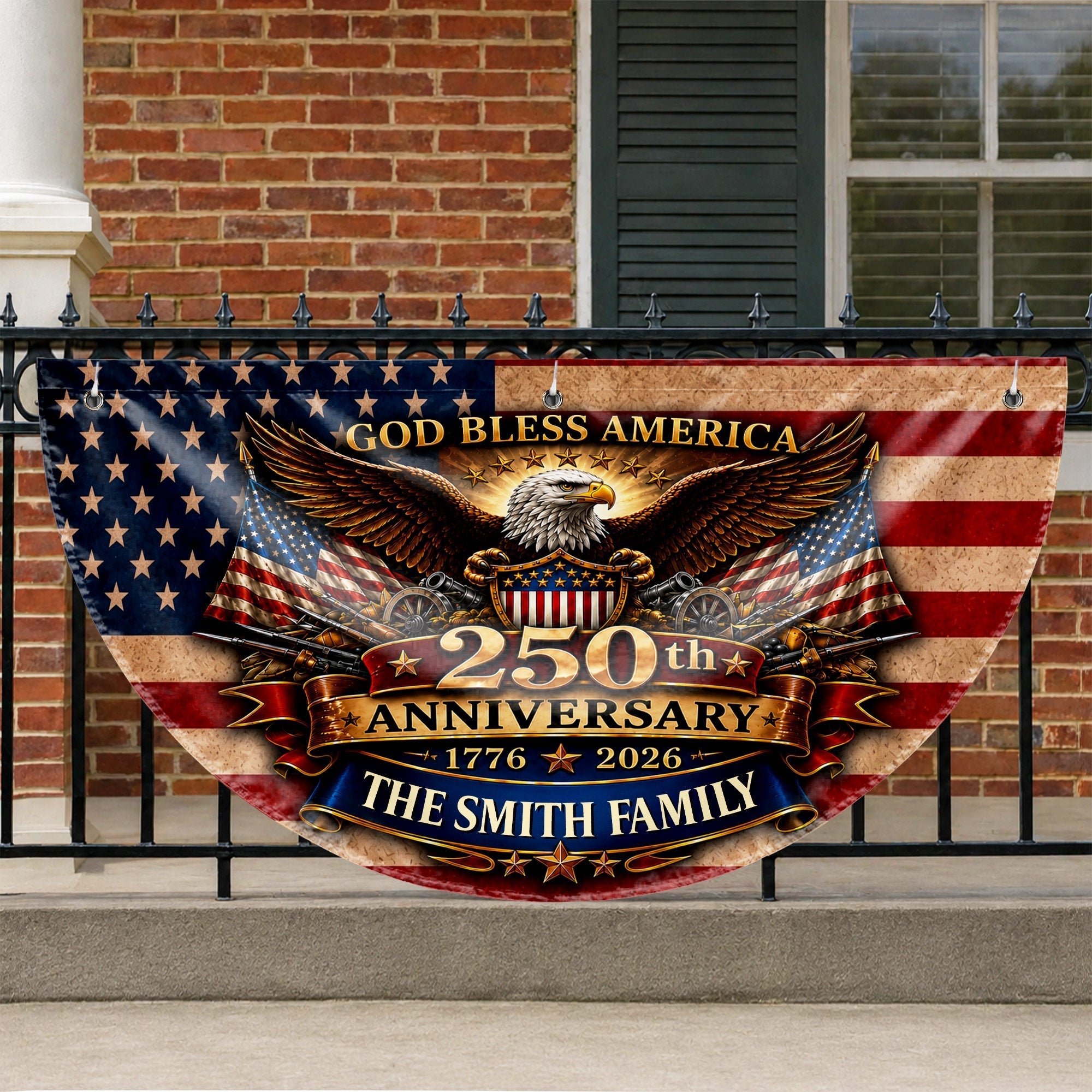 Personalized Non-Pleated Fan Flag Custom Family Name Gift
