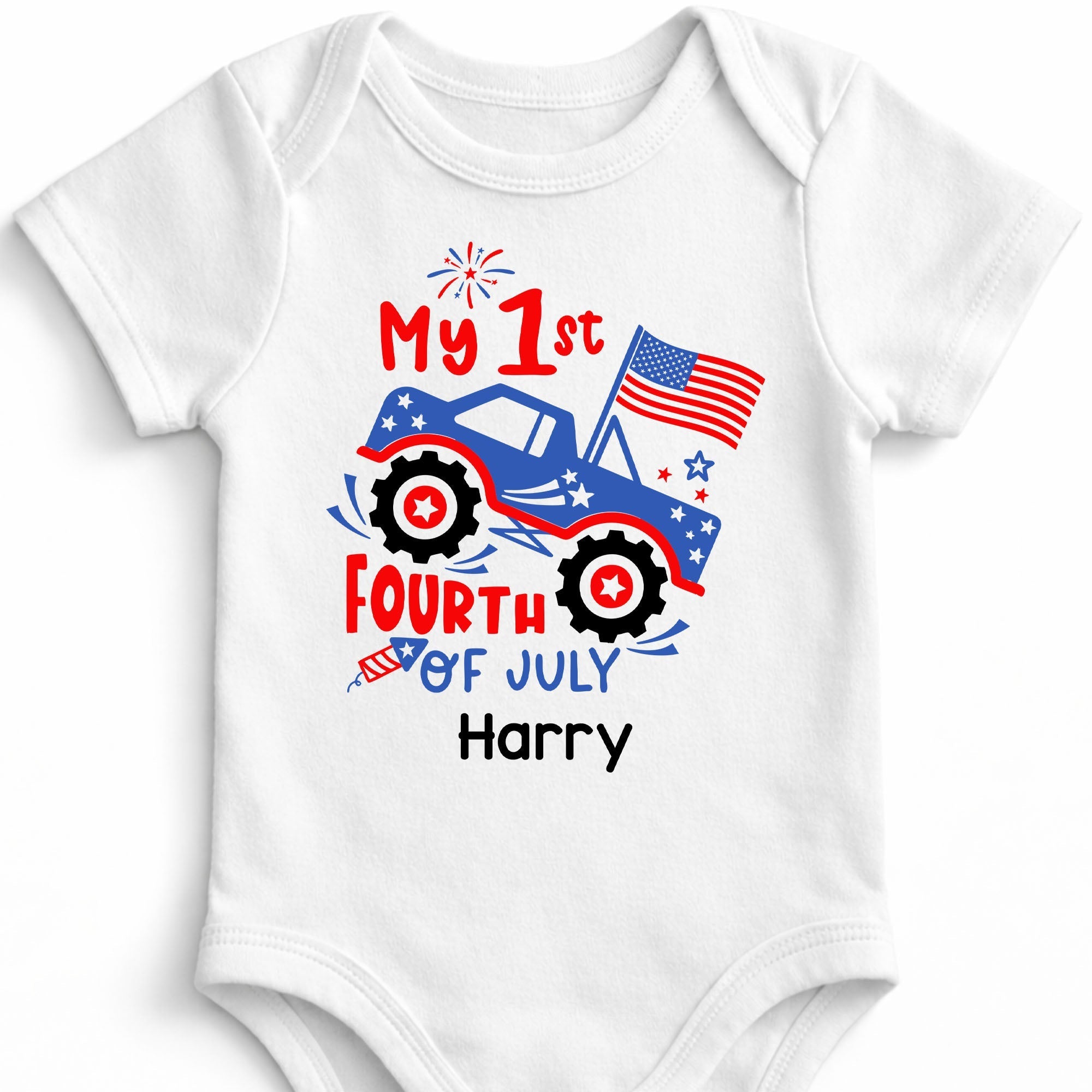 Personalized Baby Onesie My 1st Fourth of July Fireworks Gift
