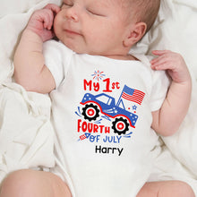 Load image into Gallery viewer, Personalized Baby Onesie My 1st Fourth of July Fireworks Gift
