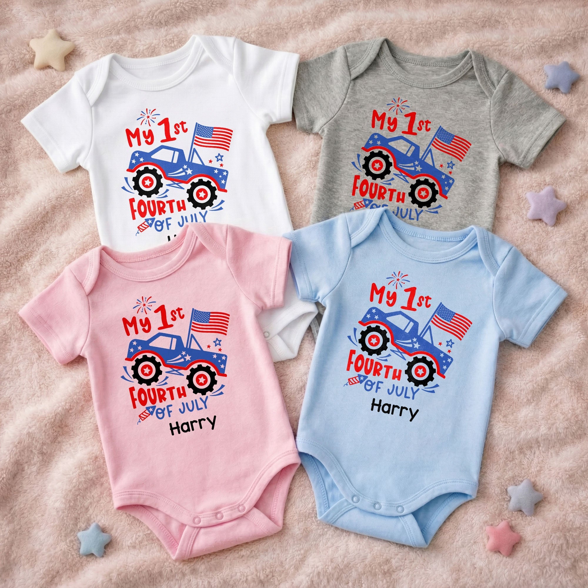 Personalized Baby Onesie My 1st Fourth of July Fireworks Gift