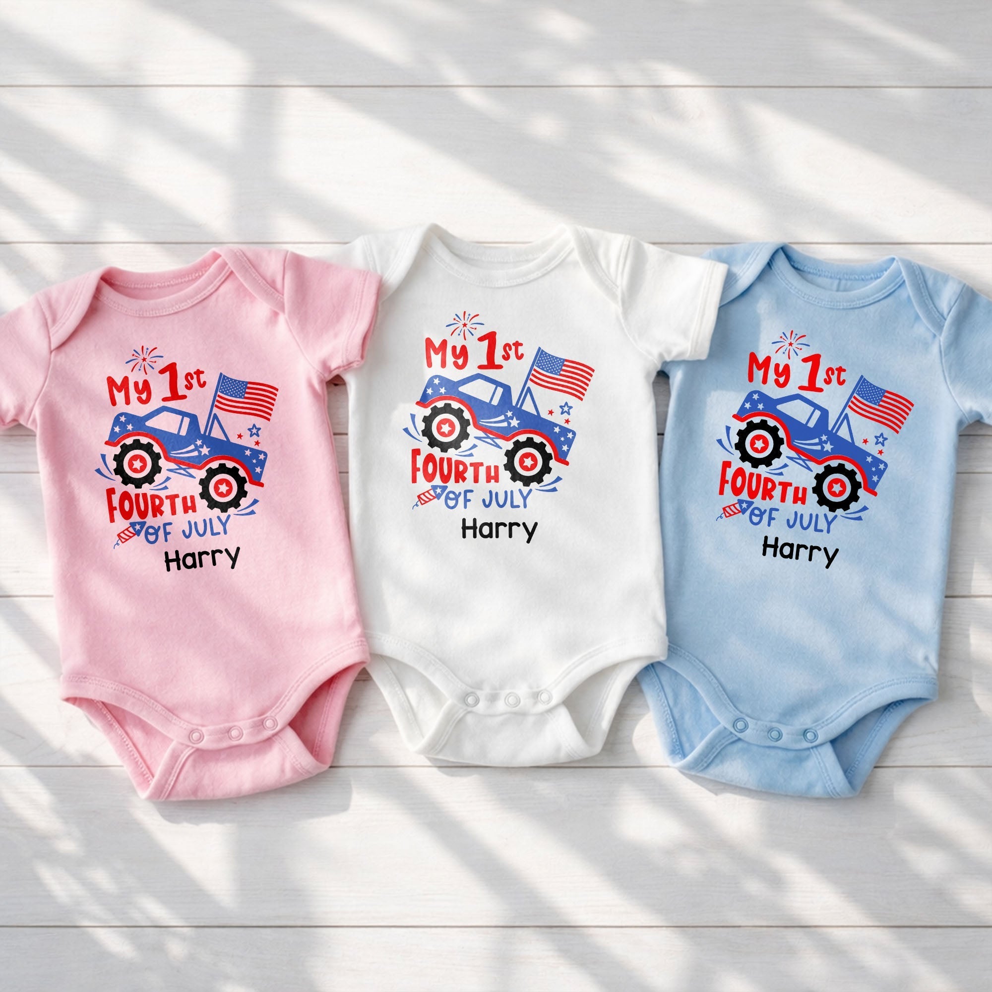 Personalized Baby Onesie My 1st Fourth of July Fireworks Gift