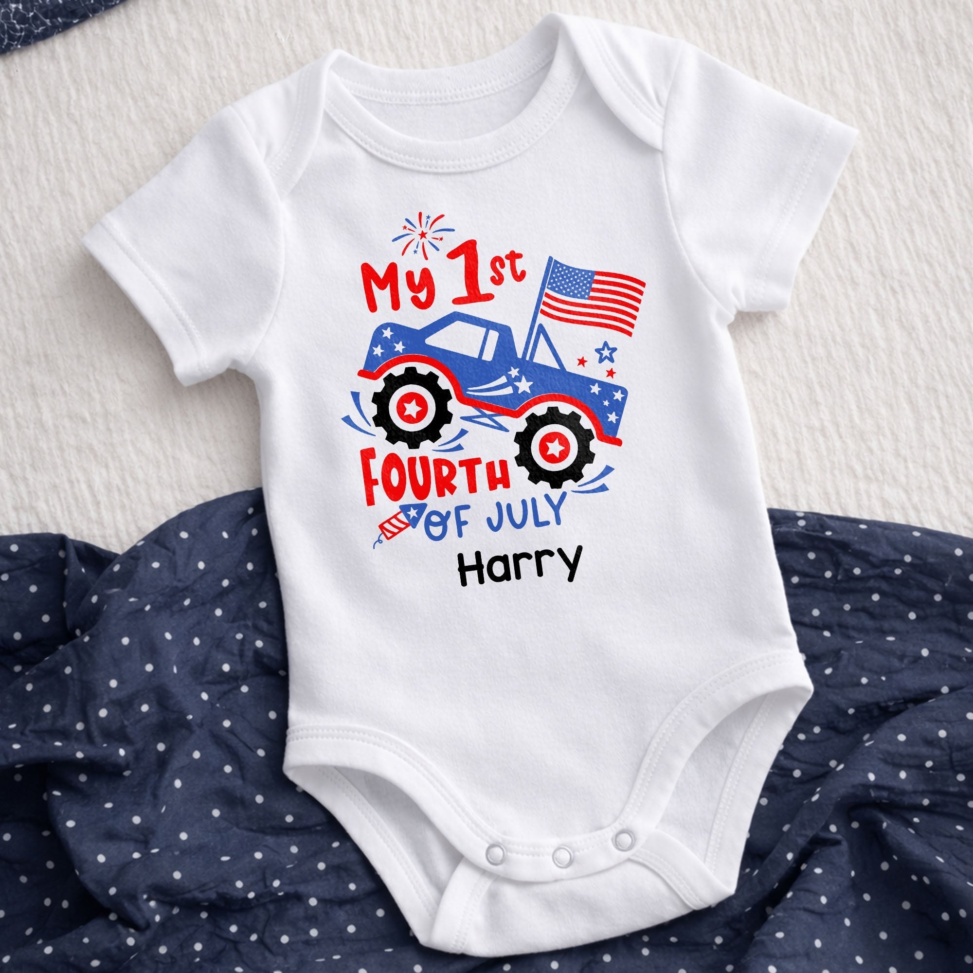 Personalized Baby Onesie My 1st Fourth of July Fireworks Gift