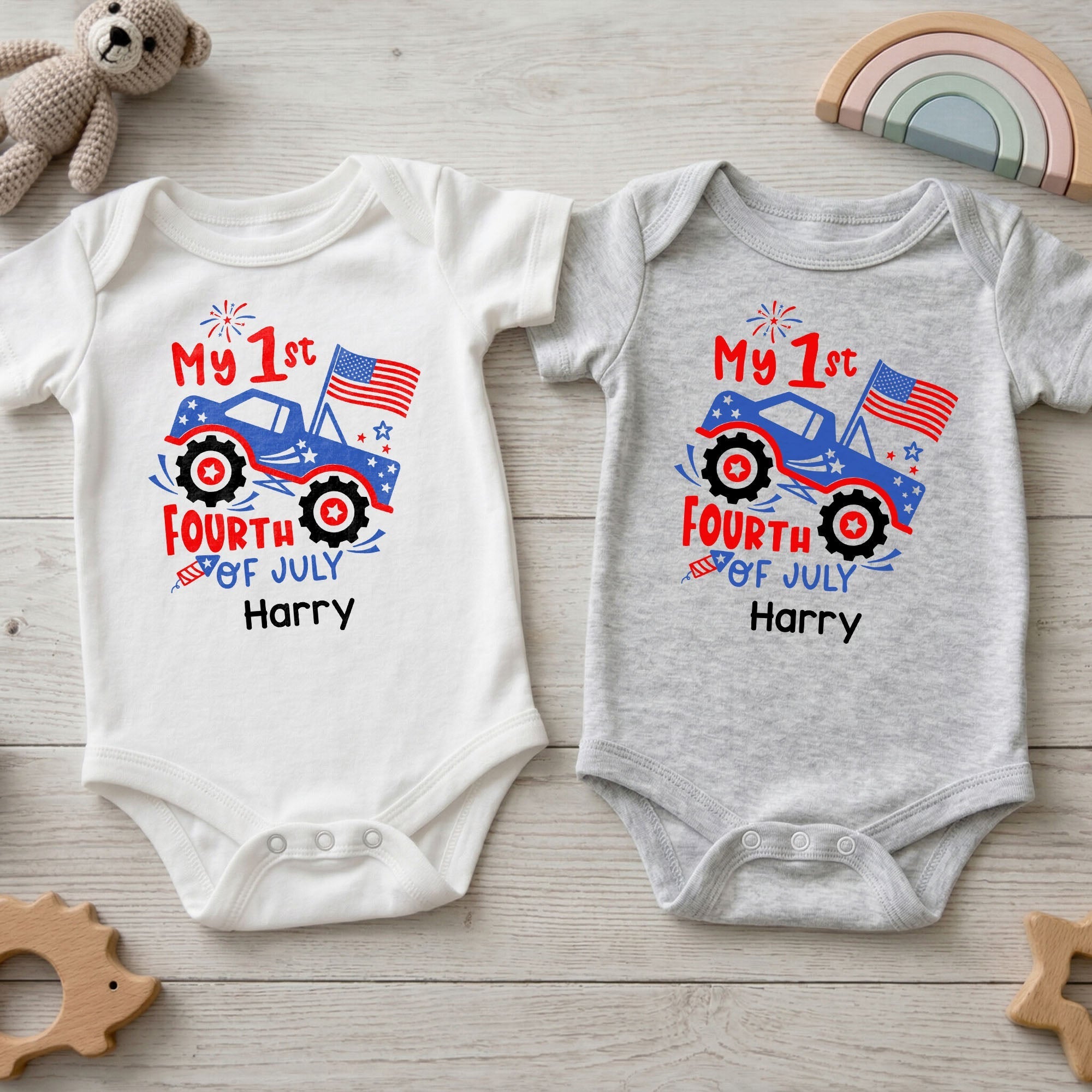 Personalized Baby Onesie My 1st Fourth of July Fireworks Gift