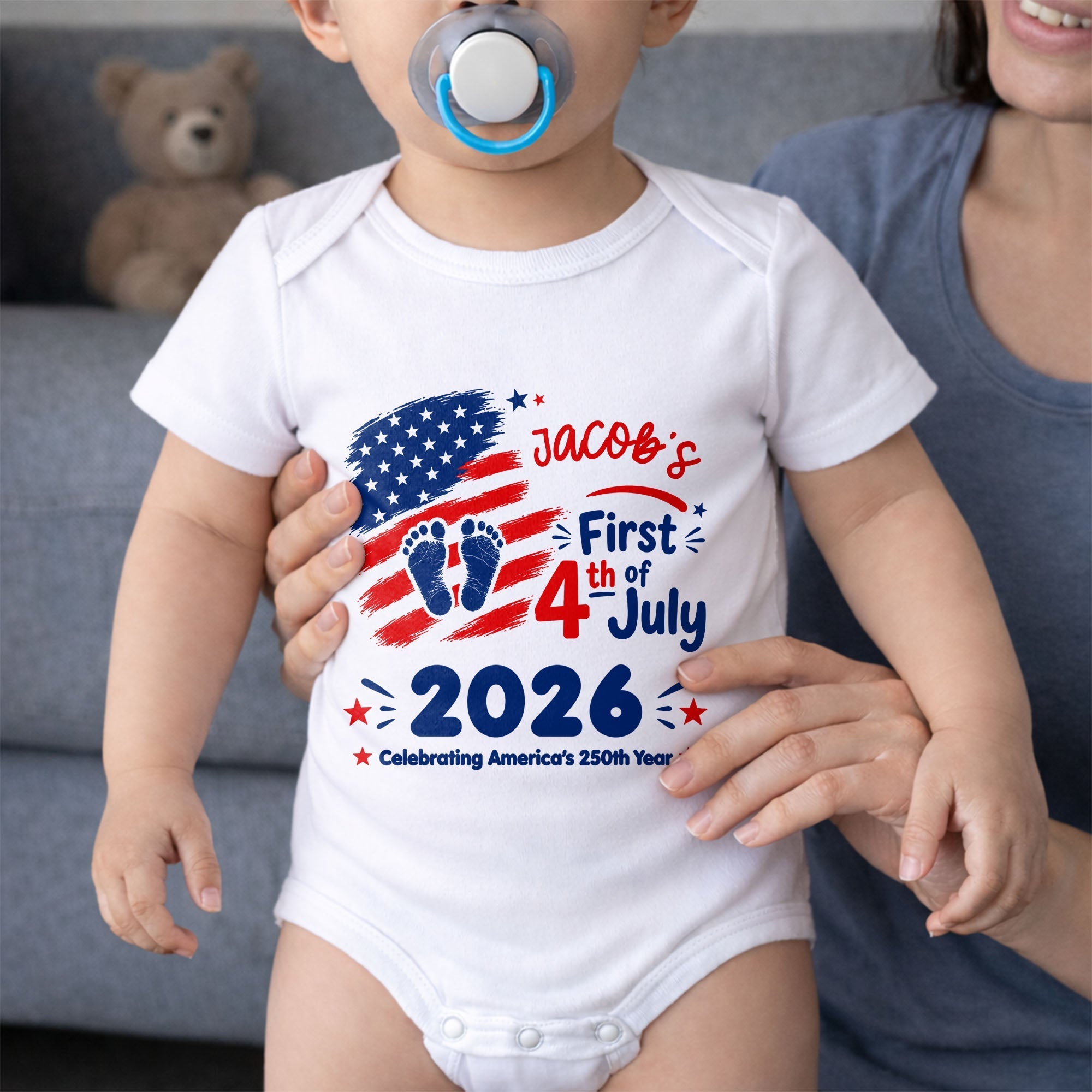 Personalized Baby Onesie Custom Name 4th of July Gift