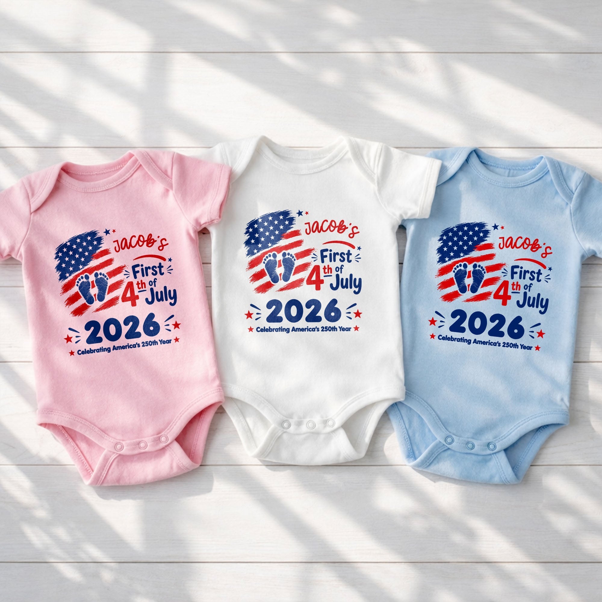 Personalized Baby Onesie Custom Name 4th of July Gift