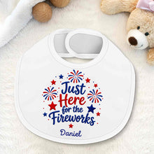 Load image into Gallery viewer, Personalized Baby Bib Fireworks Design Custom Name Gift
