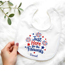 Load image into Gallery viewer, Personalized Baby Bib Fireworks Design Custom Name Gift
