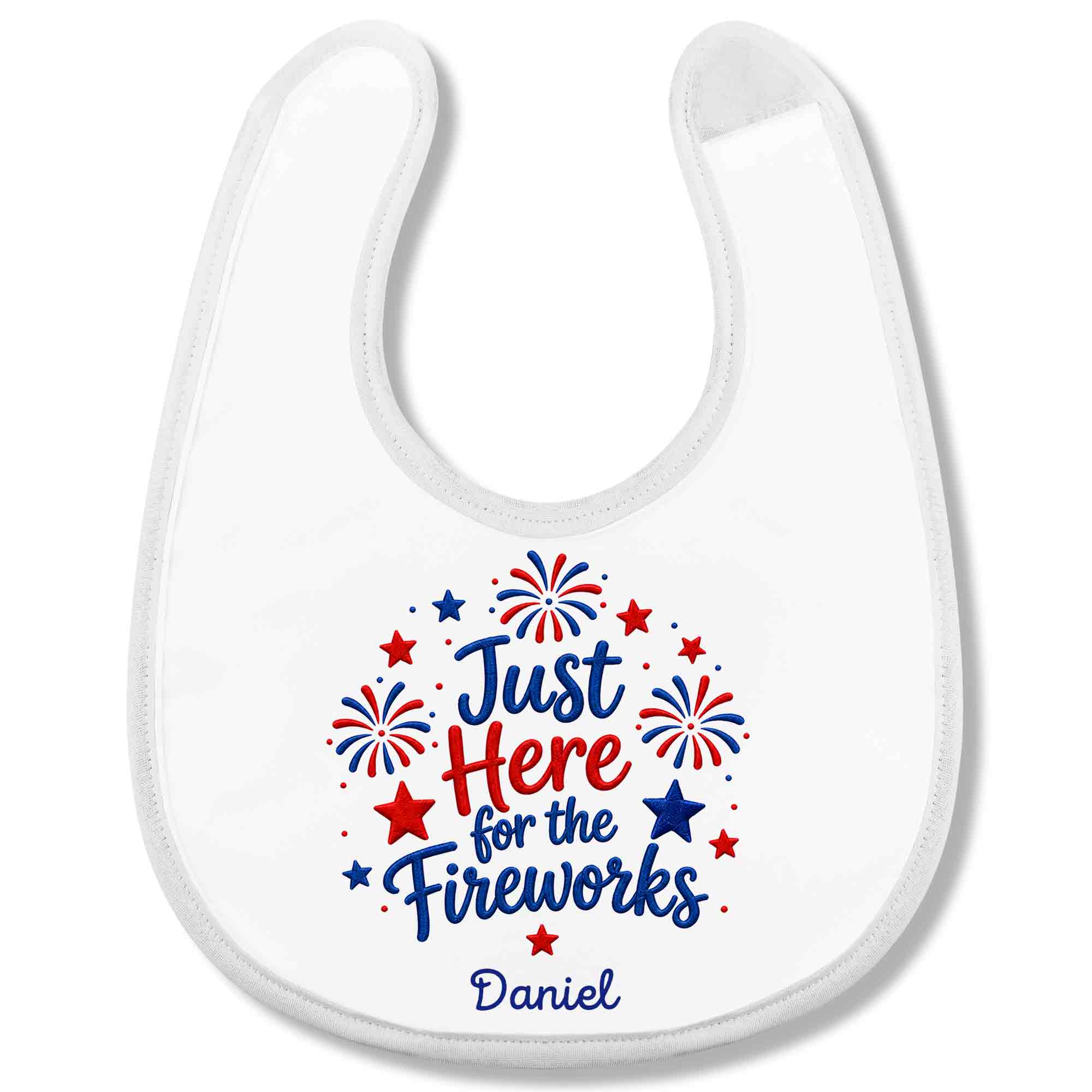 Personalized Baby Bib Fireworks Design Custom Name Gift