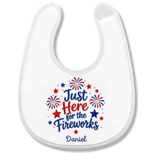 Load image into Gallery viewer, Personalized Baby Bib Fireworks Design Custom Name Gift
