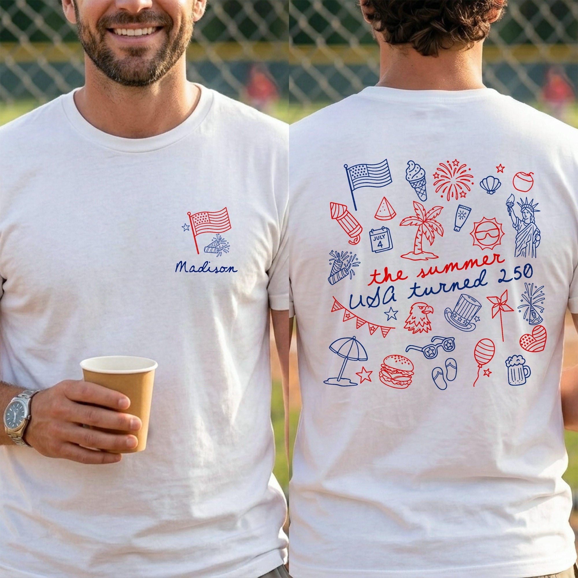 Personalized Custom T-Shirt Front and Back Independence Day Gift