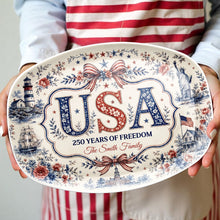 Load image into Gallery viewer, Personalized Family Name Custom Plate USA Flag Gift for Home
