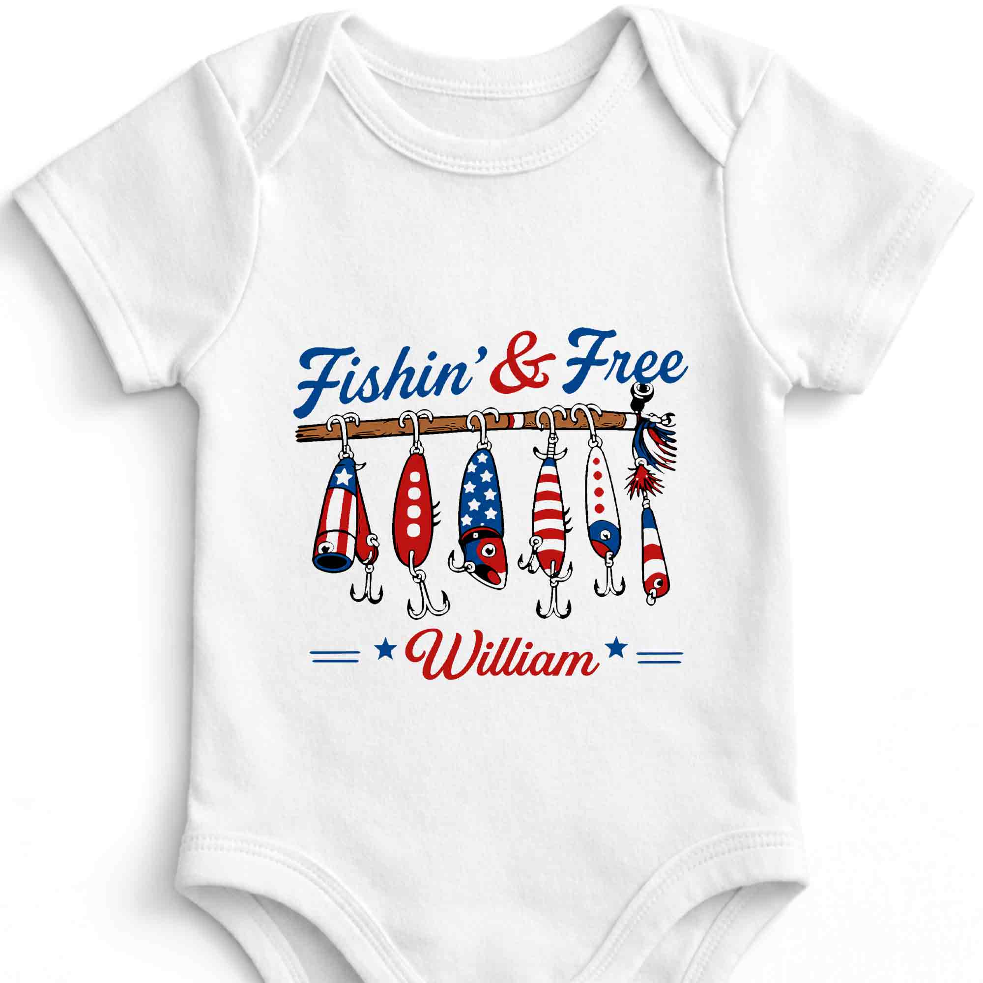 Personalized Baby Onesie Fishing Lures Design Custom Name Gift