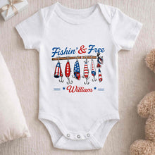 Load image into Gallery viewer, Personalized Baby Onesie Fishing Lures Design Custom Name Gift
