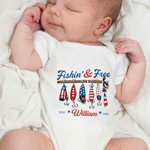 Load image into Gallery viewer, Personalized Baby Onesie Fishing Lures Design Custom Name Gift
