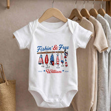 Load image into Gallery viewer, Personalized Baby Onesie Fishing Lures Design Custom Name Gift
