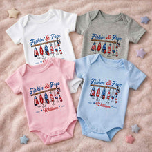 Load image into Gallery viewer, Personalized Baby Onesie Fishing Lures Design Custom Name Gift
