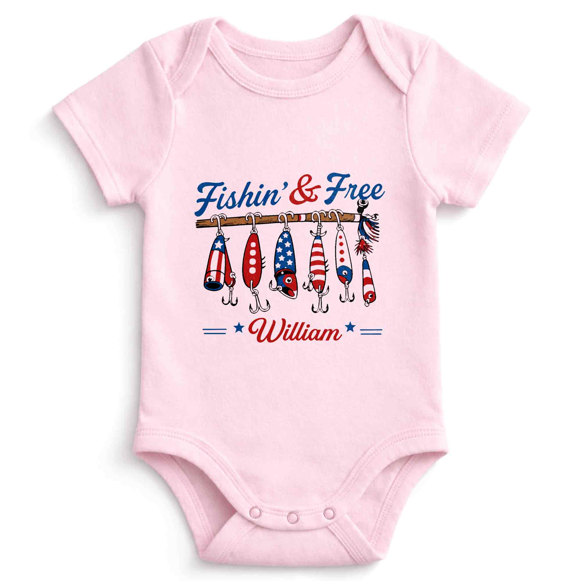 Personalized Baby Onesie Fishing Lures Design Custom Name Gift