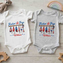 Load image into Gallery viewer, Personalized Baby Onesie Fishing Lures Design Custom Name Gift
