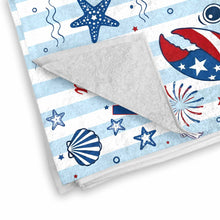 Load image into Gallery viewer, Personalized Crab Beach Towel Custom Name Patriotic Gift
