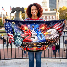 Load image into Gallery viewer, Personalized Non-Pleated Fan Flag Custom Family Name 4th of July Decoration
