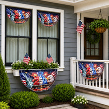 Load image into Gallery viewer, Personalized Non-Pleated Fan Flag Custom Family Name 4th of July Decoration
