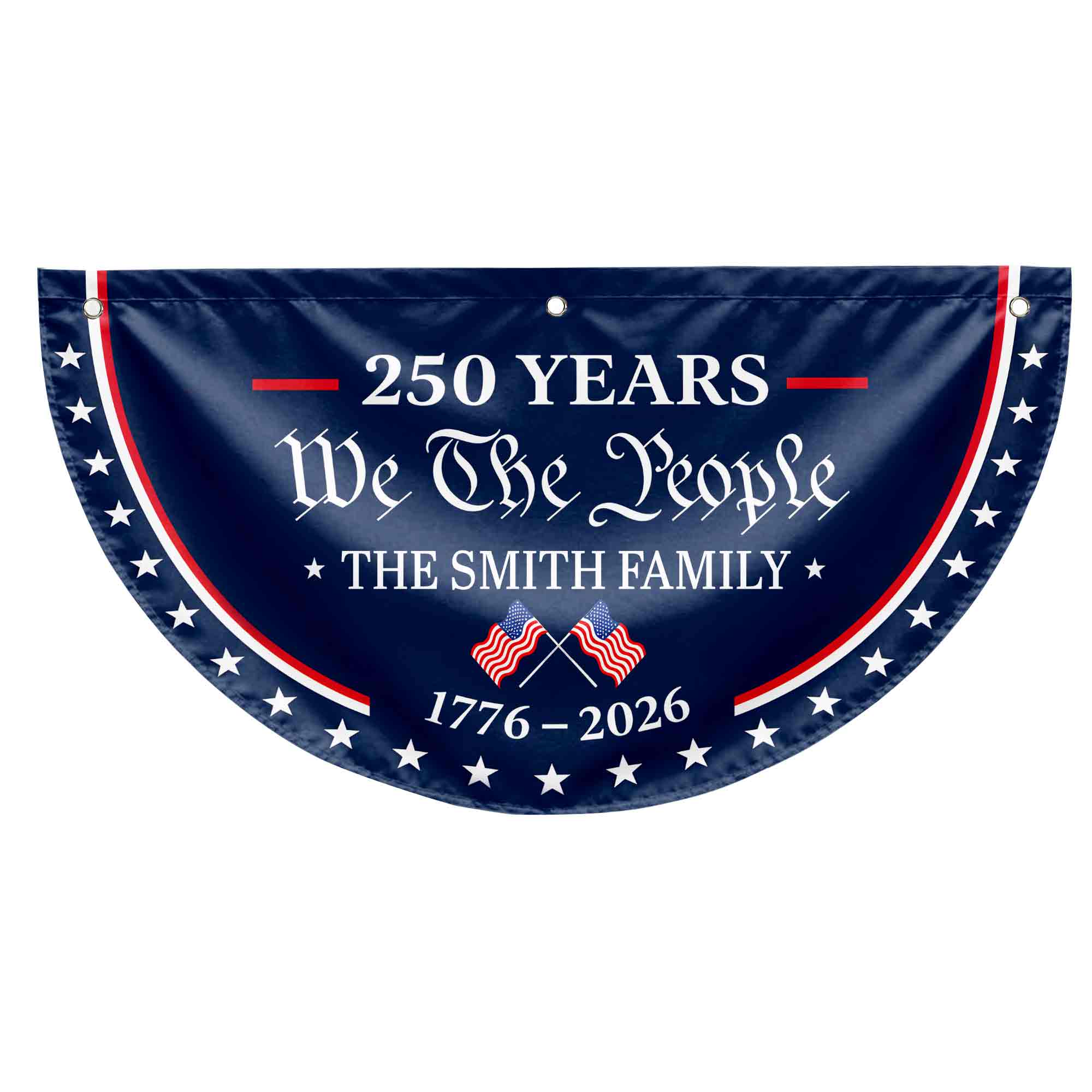 Personalized Non-Pleated Fan Flag Custom Family Name USA Gift