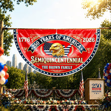 Load image into Gallery viewer, Personalized Non-Pleated Fan Flag Custom Family Name Eagle 250th Anniversary
