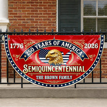 Load image into Gallery viewer, Personalized Non-Pleated Fan Flag Custom Family Name Eagle 250th Anniversary
