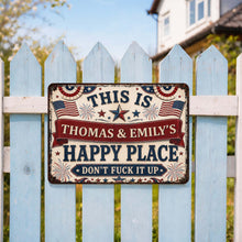 Load image into Gallery viewer, Personalized Metal Sign Custom Name American Flag Gift

