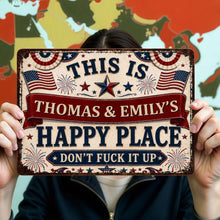 Load image into Gallery viewer, Personalized Metal Sign Custom Name American Flag Gift
