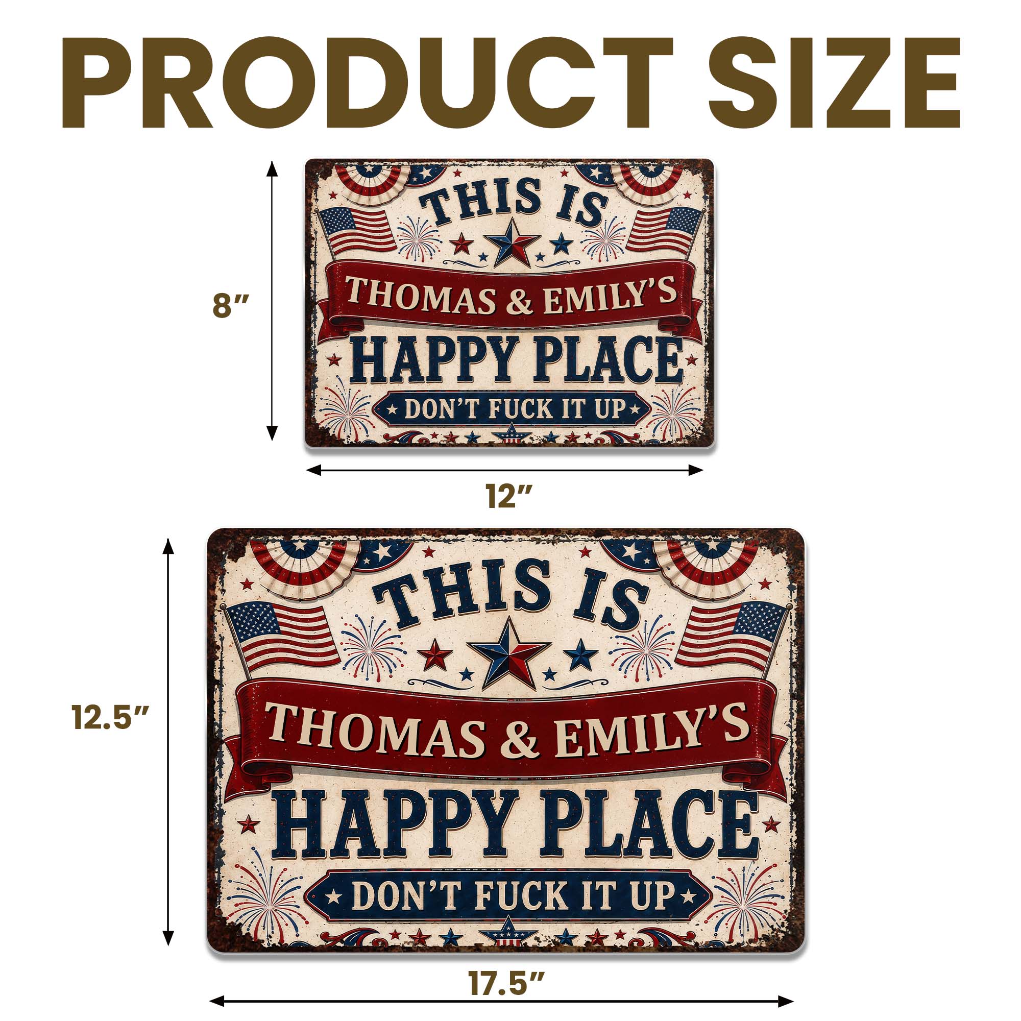 Personalized Metal Sign Custom Name American Flag Gift