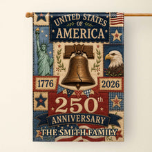 Load image into Gallery viewer, Personalized 250th Anniversary Garden Flag Custom Family Name USA
