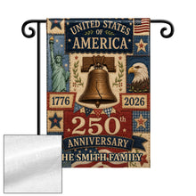 Load image into Gallery viewer, Personalized 250th Anniversary Garden Flag Custom Family Name USA
