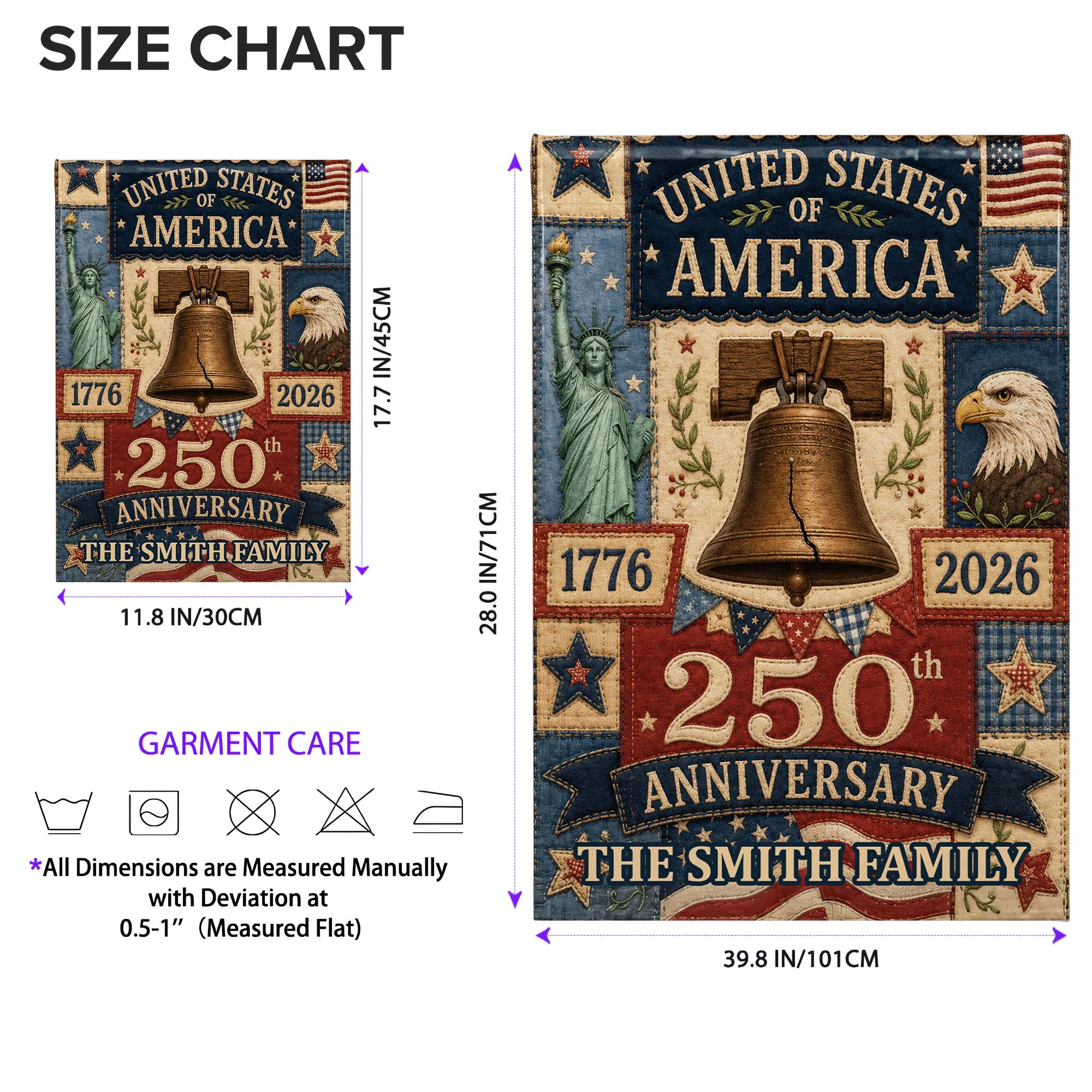 Personalized 250th Anniversary Garden Flag Custom Family Name USA
