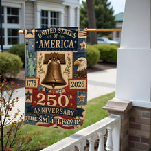 Load image into Gallery viewer, Personalized 250th Anniversary Garden Flag Custom Family Name USA
