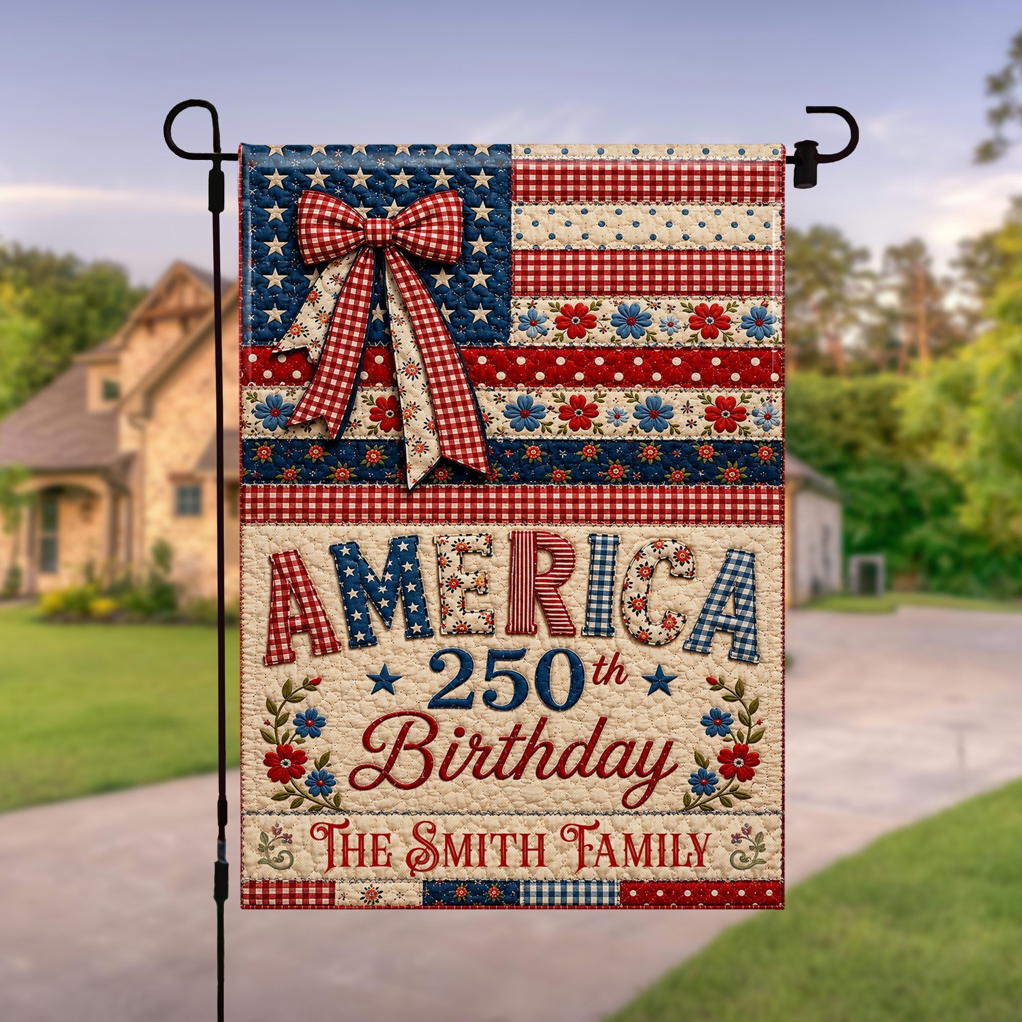 Personalized Double-Sided Garden Flag Custom Family Name 4th of July Gift