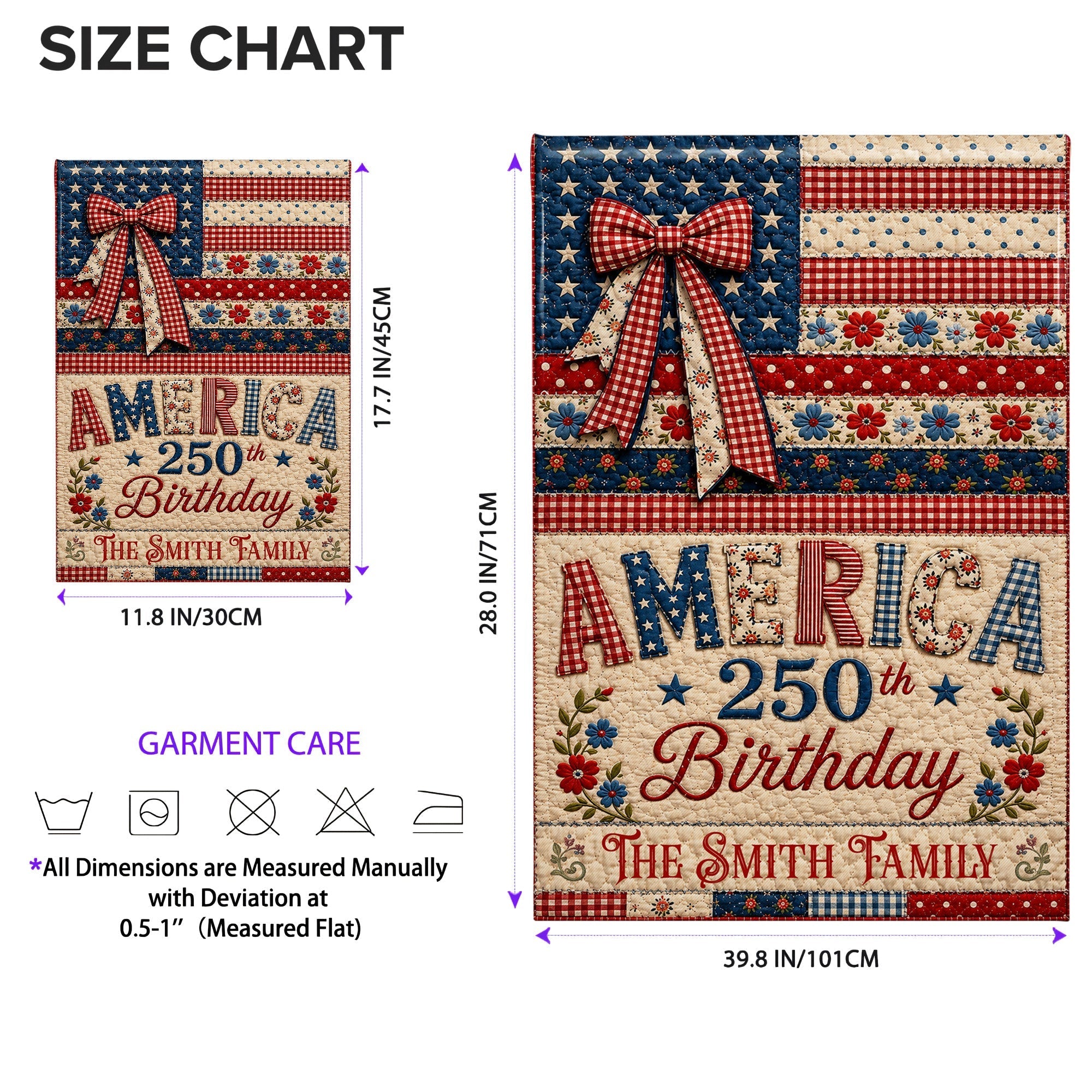 Personalized Double-Sided Garden Flag Custom Family Name 4th of July Gift