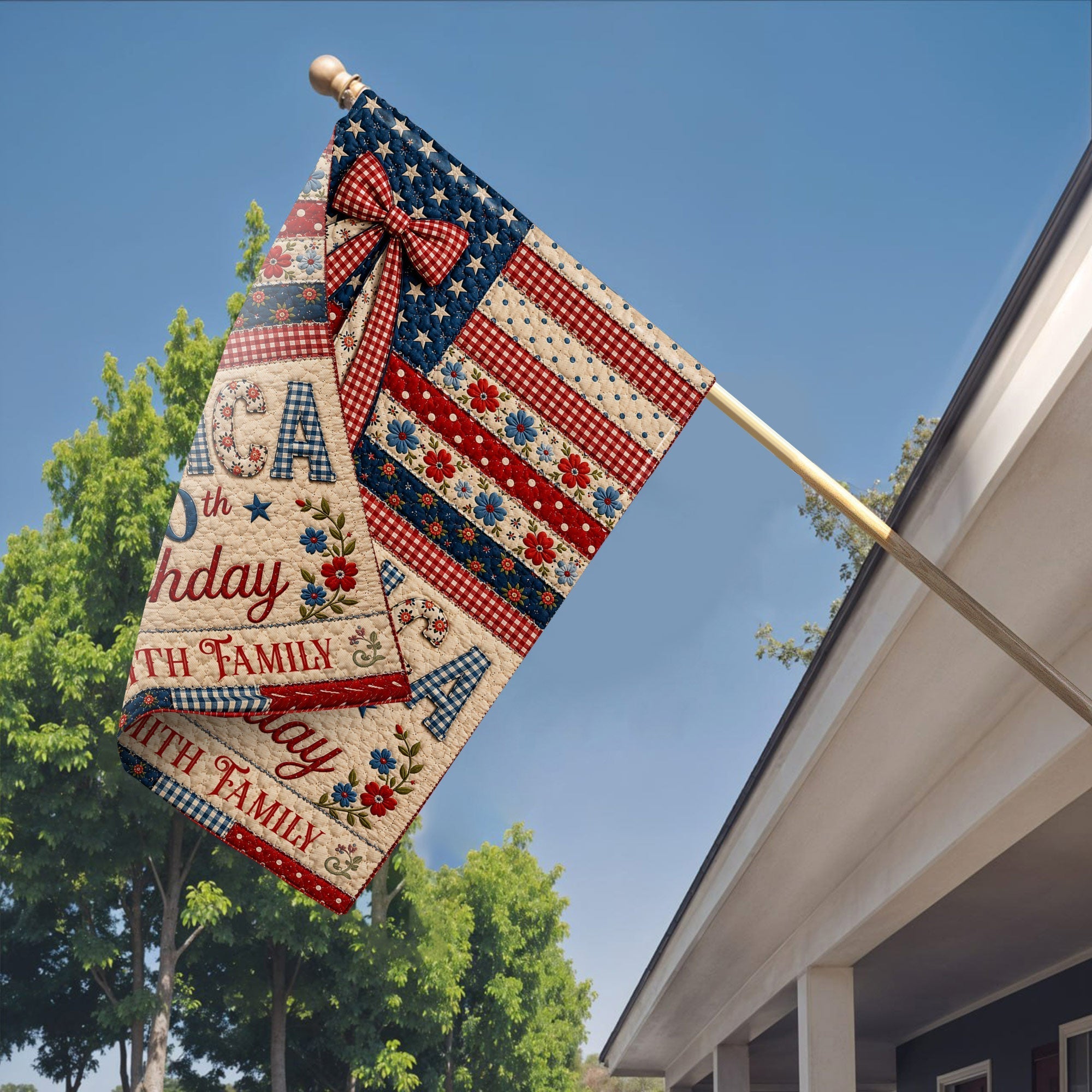 Personalized Double-Sided Garden Flag Custom Family Name 4th of July Gift