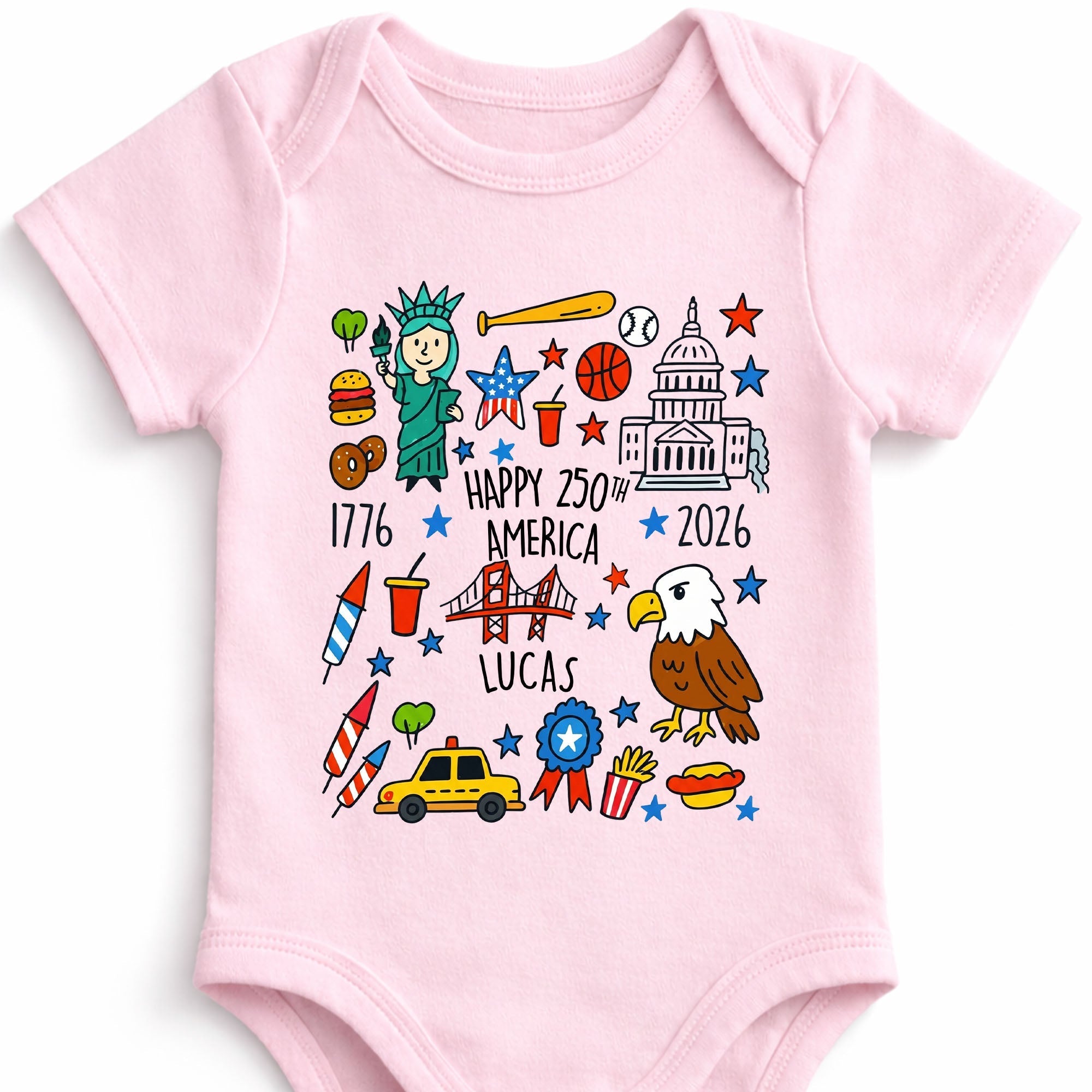 Personalized Baby Onesie Custom Name 4th of July Gift