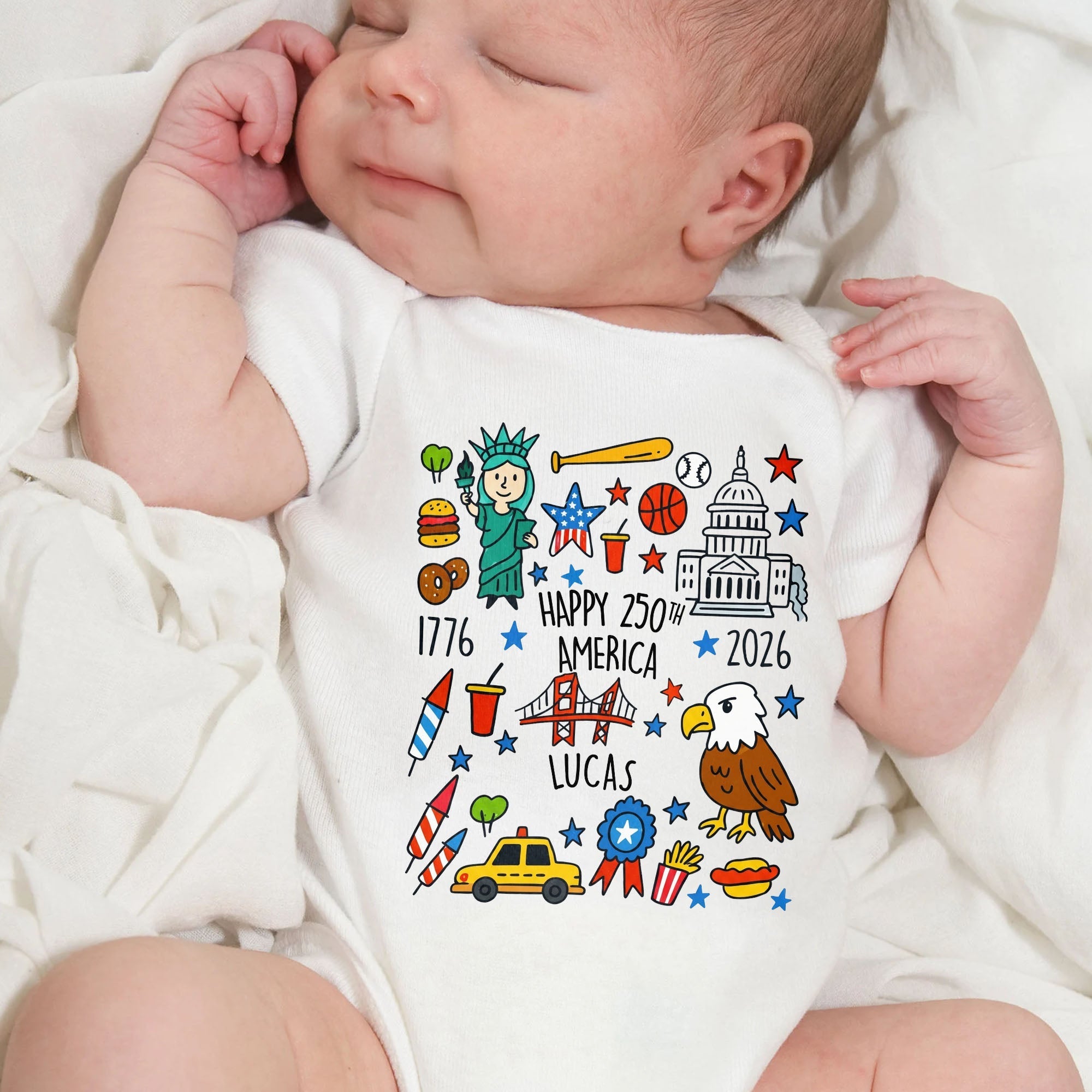 Personalized Baby Onesie Custom Name 4th of July Gift