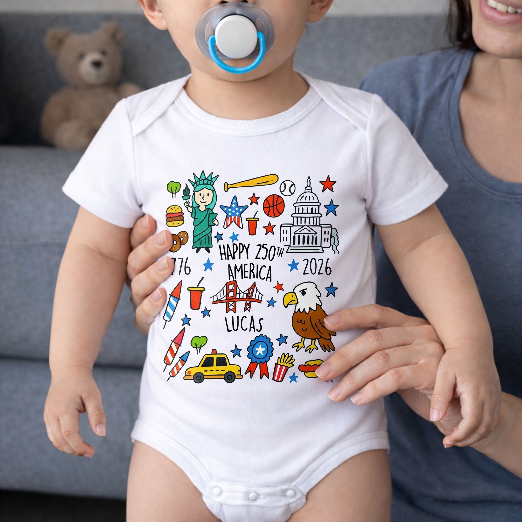 Personalized Baby Onesie Custom Name 4th of July Gift