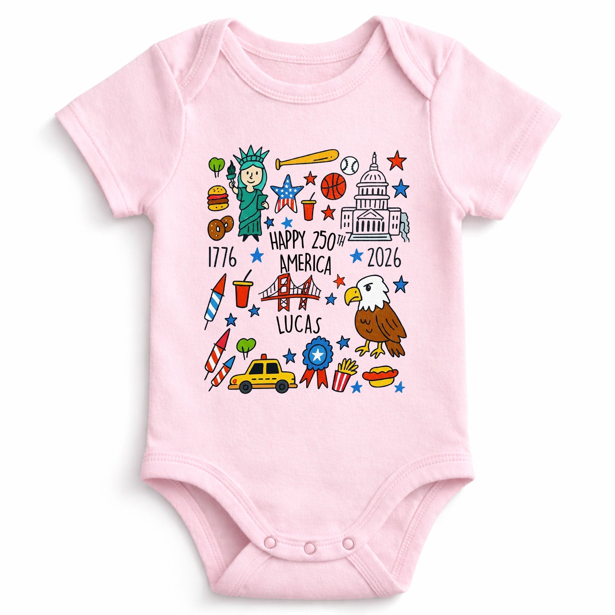 Personalized Baby Onesie Custom Name 4th of July Gift