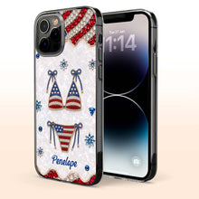 Load image into Gallery viewer, Personalized Clear Phone Case American Flag Gems Glam Gift

