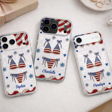 Load image into Gallery viewer, Personalized Clear Phone Case American Flag Gems Glam Gift
